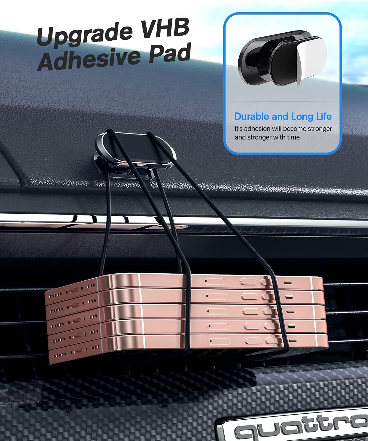 2 Pack Strong Magnetic Car Phone Holder Upgrade Powerful Magnet 360 Degree Rotation Universal Stable Car Cell Phone Mount Compatible With All Mobile Phones